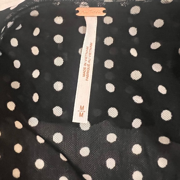 NWOT Free People Black and White Polka Dot Blouse - Picture 4 of 4